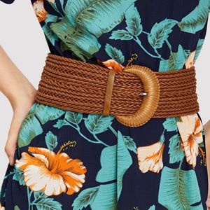 Boho Camel Woven Braid Minimalist Casual Belt